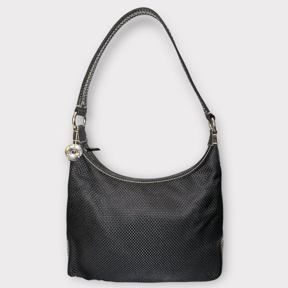 The Sak Purse Black Woven Shoulder Bag 4543 Top Handle Handbag Bag Charm - Picture 3 of 11